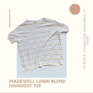 Madewell Linen Blend Oversized Striped Hangout Tee Shirt 💜 10 for $25 💜